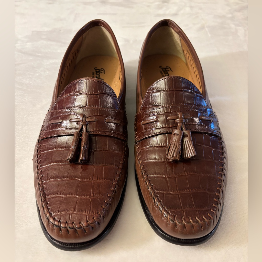 Florsheim Crocodile Pattern Brown Loafers